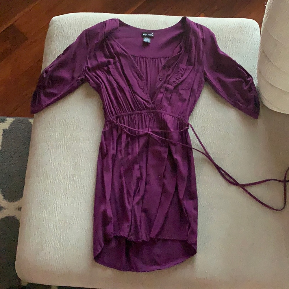 Purple long sleeve short dress